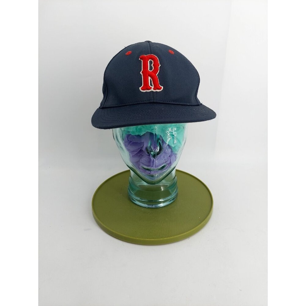 D-Series Baseball Cap With Embroidered Red "R" Logo Navy Blue With Gray Undervis